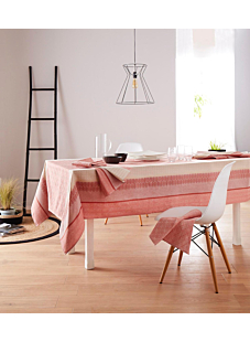 Nappe Jacquard Charleston Corail 100% coton enduit