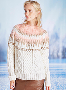 Pull à torsades empiècement jacquard