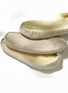 Semelles chaussons à coudre, naturel pointure 25/27
