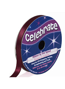 Bobine ruban satin bordeaux - 5 m x 25 mm