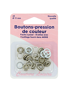 Boutons pression 11 mm col. Blanc x6