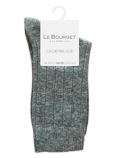 Chaussettes à larges côtes Cachemire Soie Gris T36/38