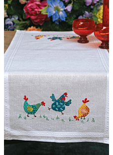 Kit chemin de table poulets colorés