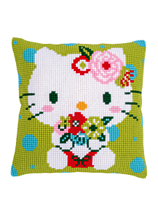 Kit coussin canevas Hello Kitty Floral