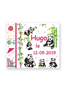Tableau de naissance à broder Panda 25 x 30 cm