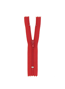 Fermeture nylon non séparable rouge, 18 cm
