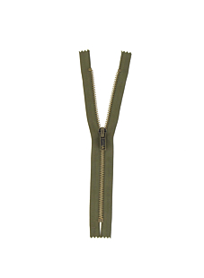 Fermeture laiton non séparable vert armée, 18 cm