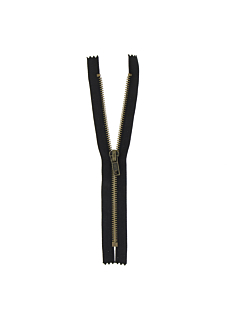 Fermeture laiton non séparable noir, 15 cm