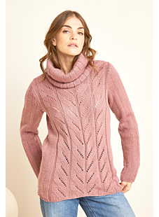 Pull col boule à torsades ajourées Déborah