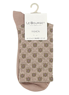Socquettes fantaisie florale beige
