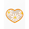 Ecusson cœur fleuri 60 mm fond argent