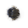 Pompon fourrure synthétique avec bouton pression à clipser Ø 15 cm Pétrole